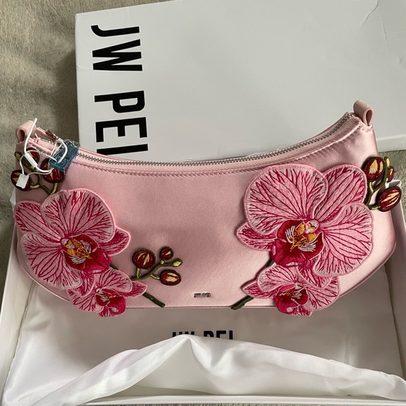 JW PEI Handbags - JW PEI Pink Orchid Embroidered Shoulder Bag
